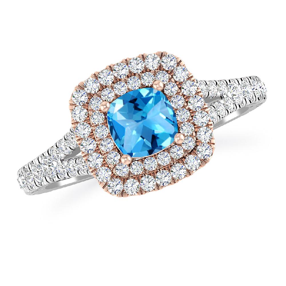 White Gold/Rose Gold - Blue Topaz