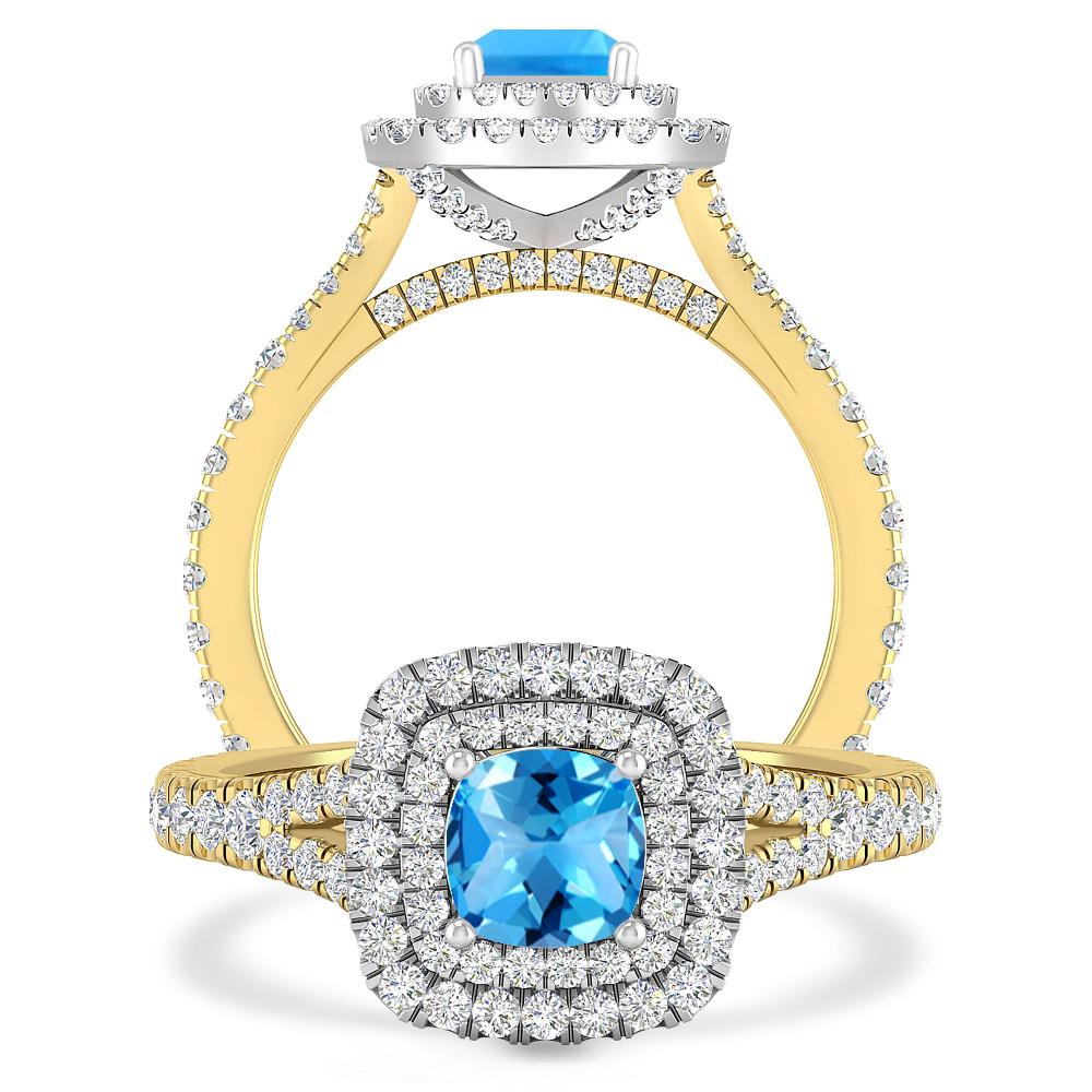 Yellow Gold/White Gold - Blue Topaz