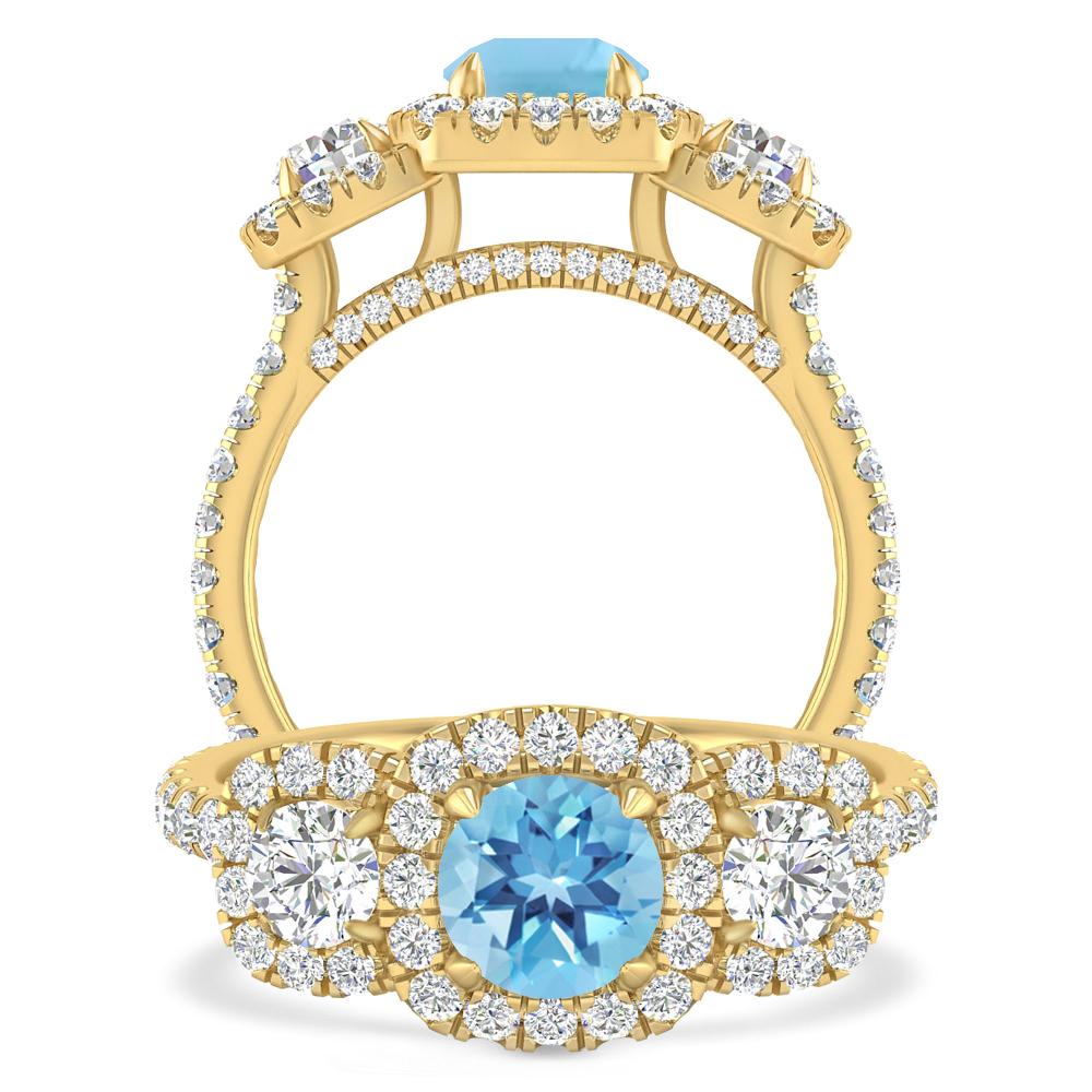 Yellow Gold - Blue Topaz