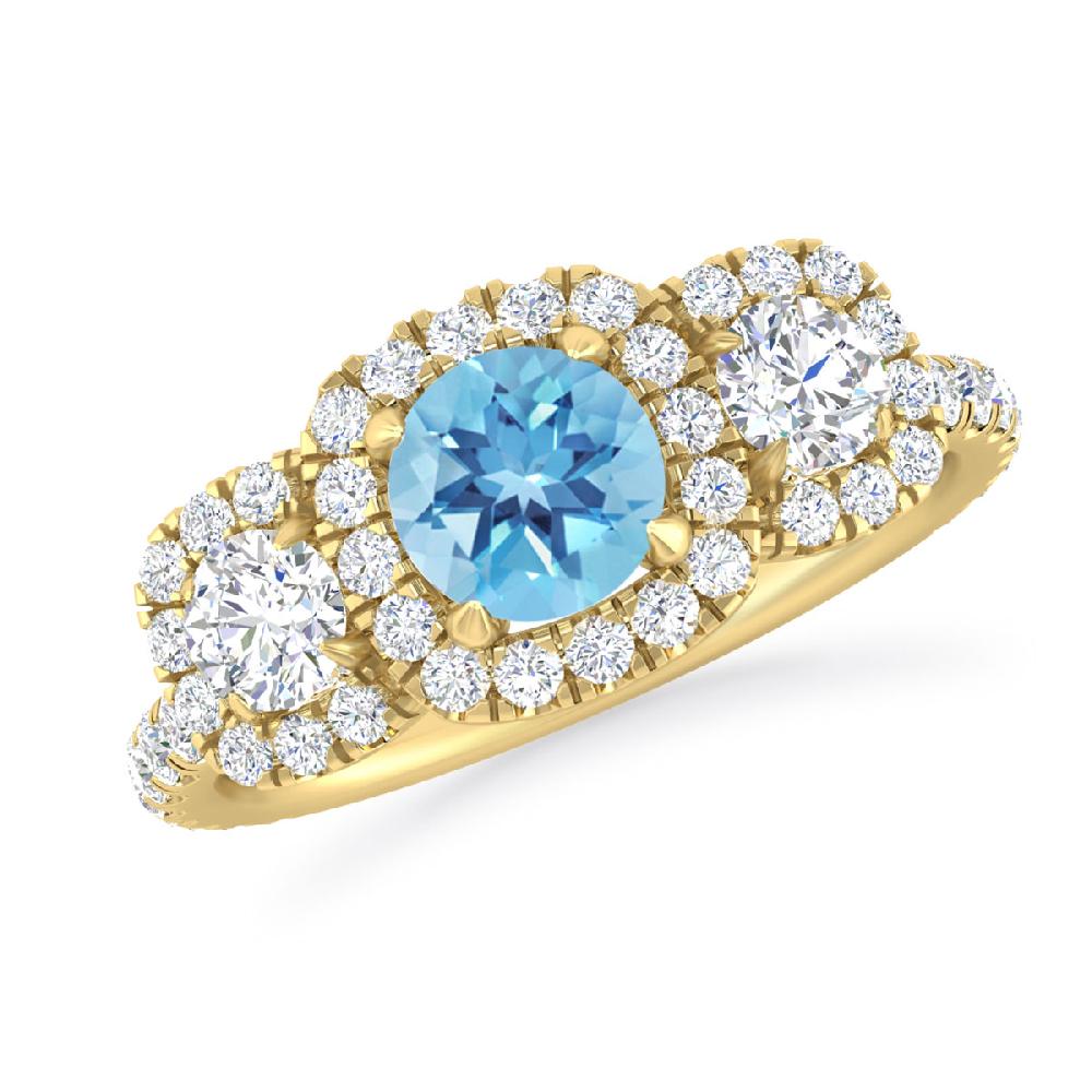 Yellow Gold - Blue Topaz