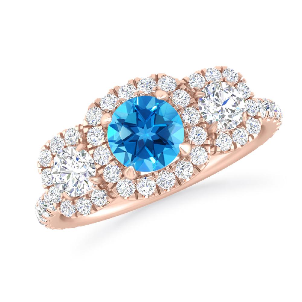 Rose Gold - Blue Topaz