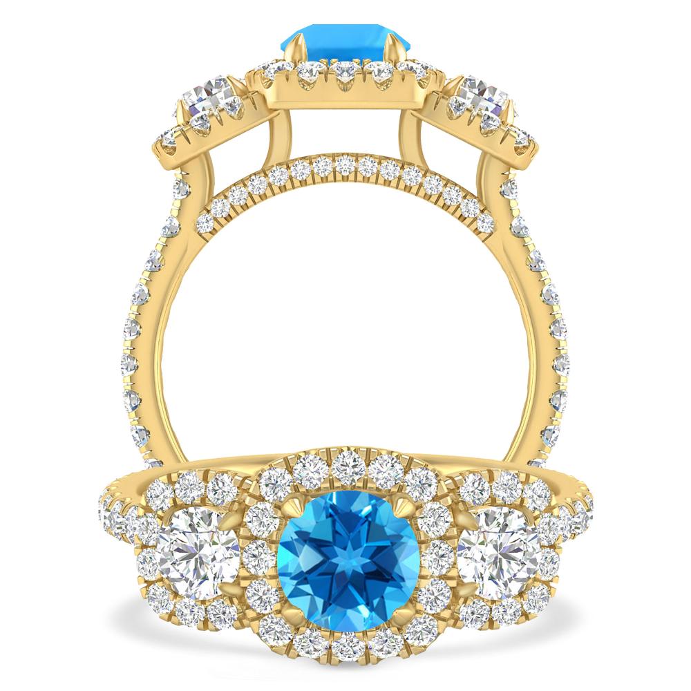 Yellow Gold - Blue Topaz