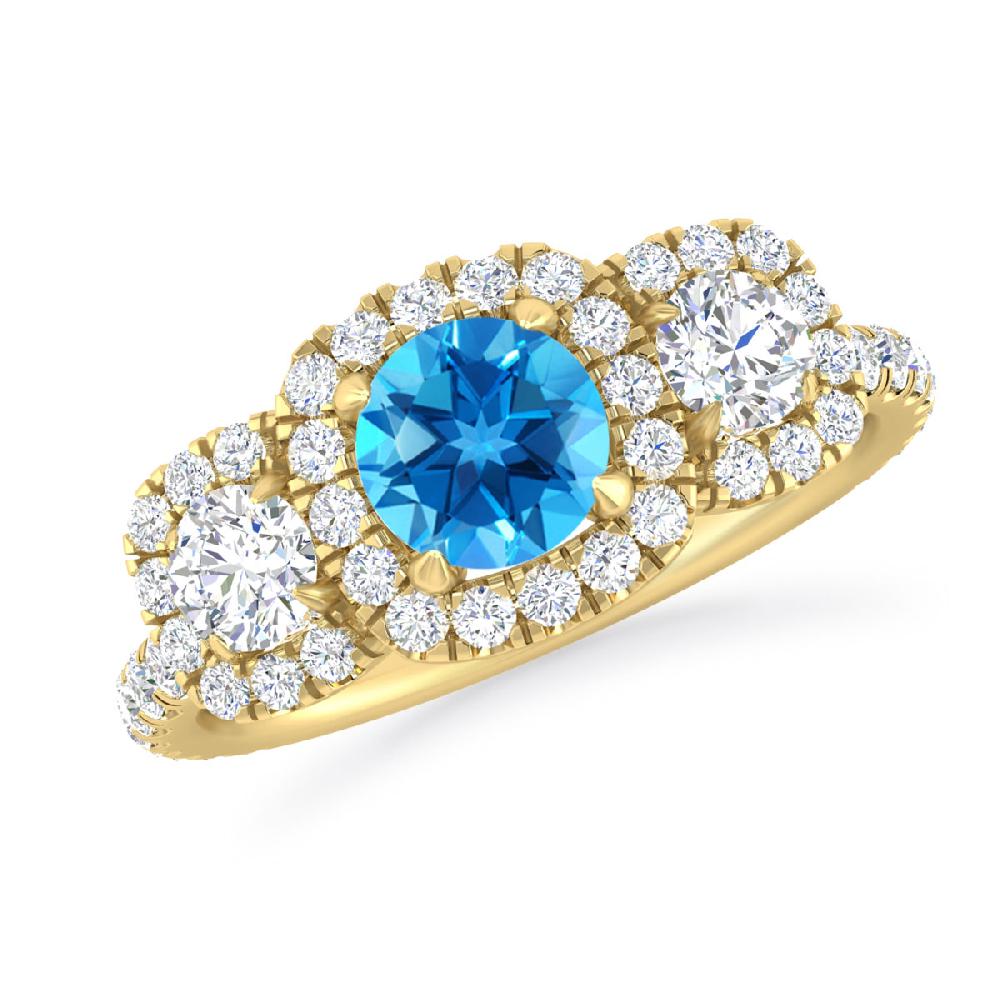 Yellow Gold - Blue Topaz