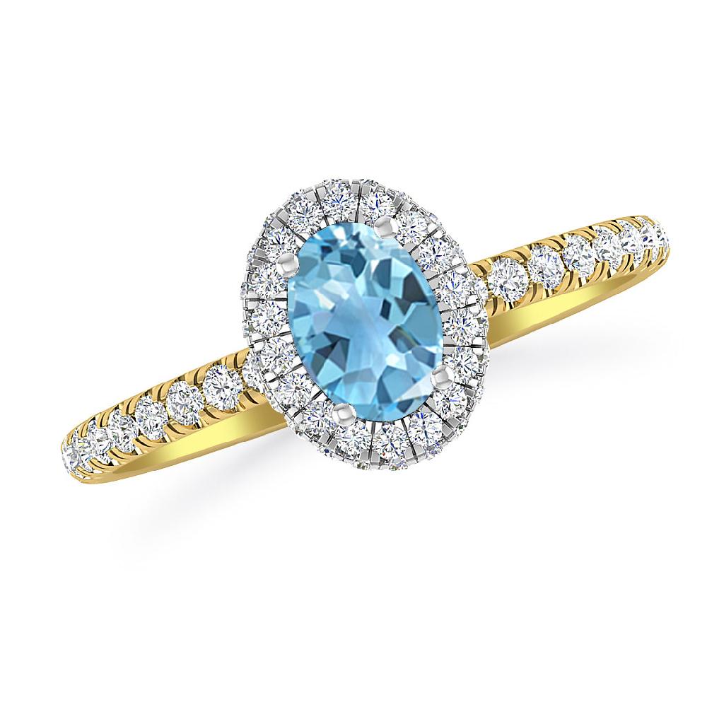 Yellow Gold - Blue Topaz