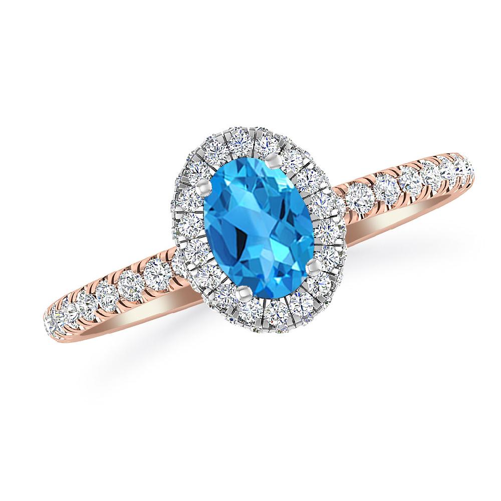 Rose Gold - Blue Topaz