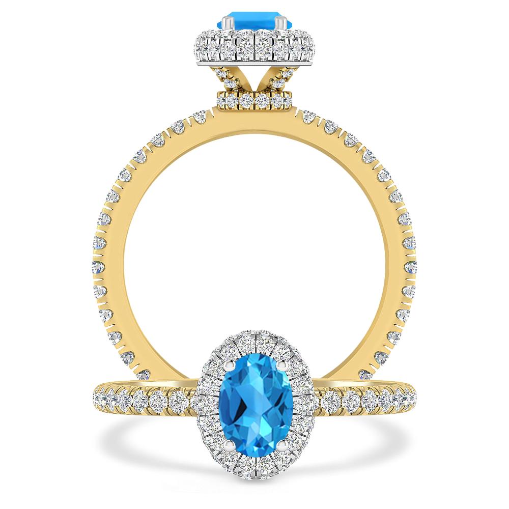 Yellow Gold - Blue Topaz