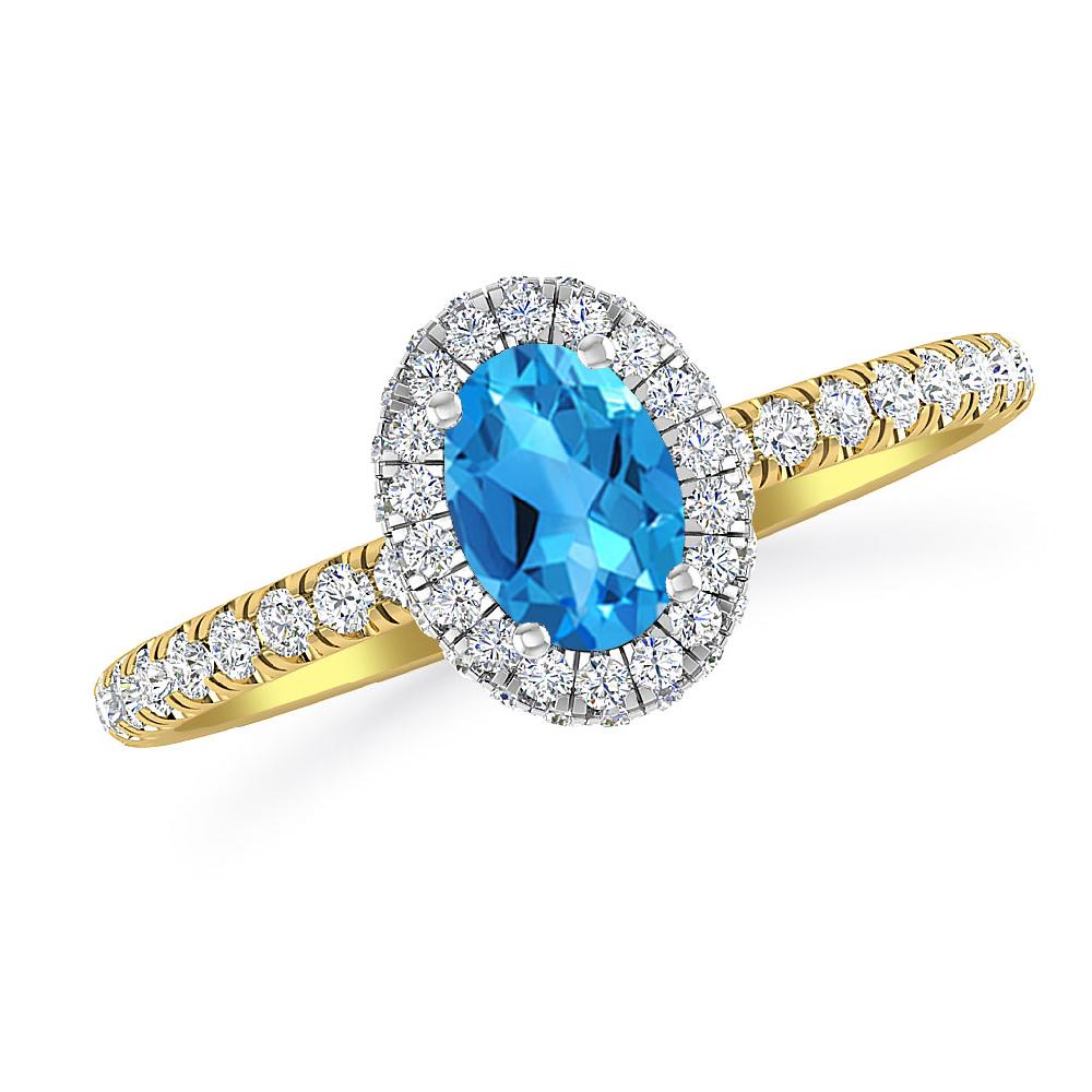 Yellow Gold - Blue Topaz