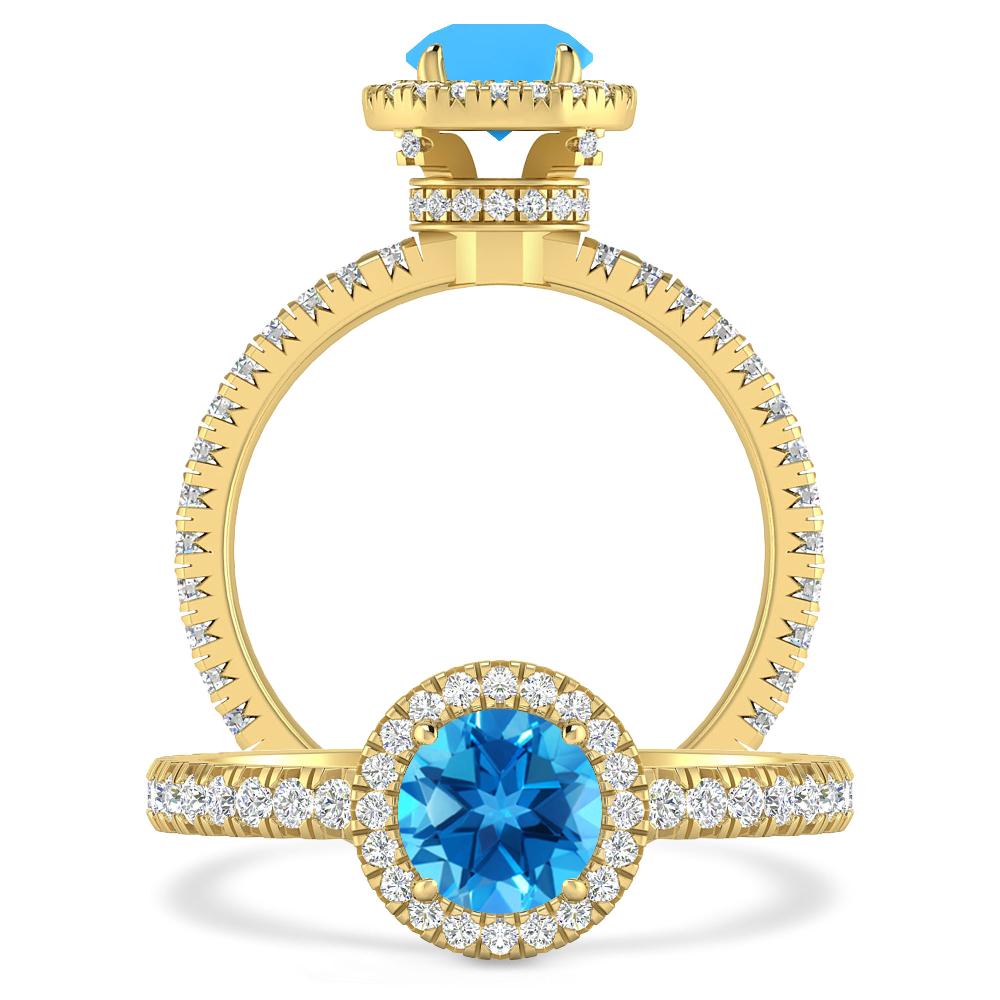 Yellow Gold - Blue Topaz