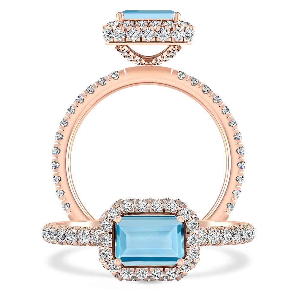 Rose Gold - Aquamarine