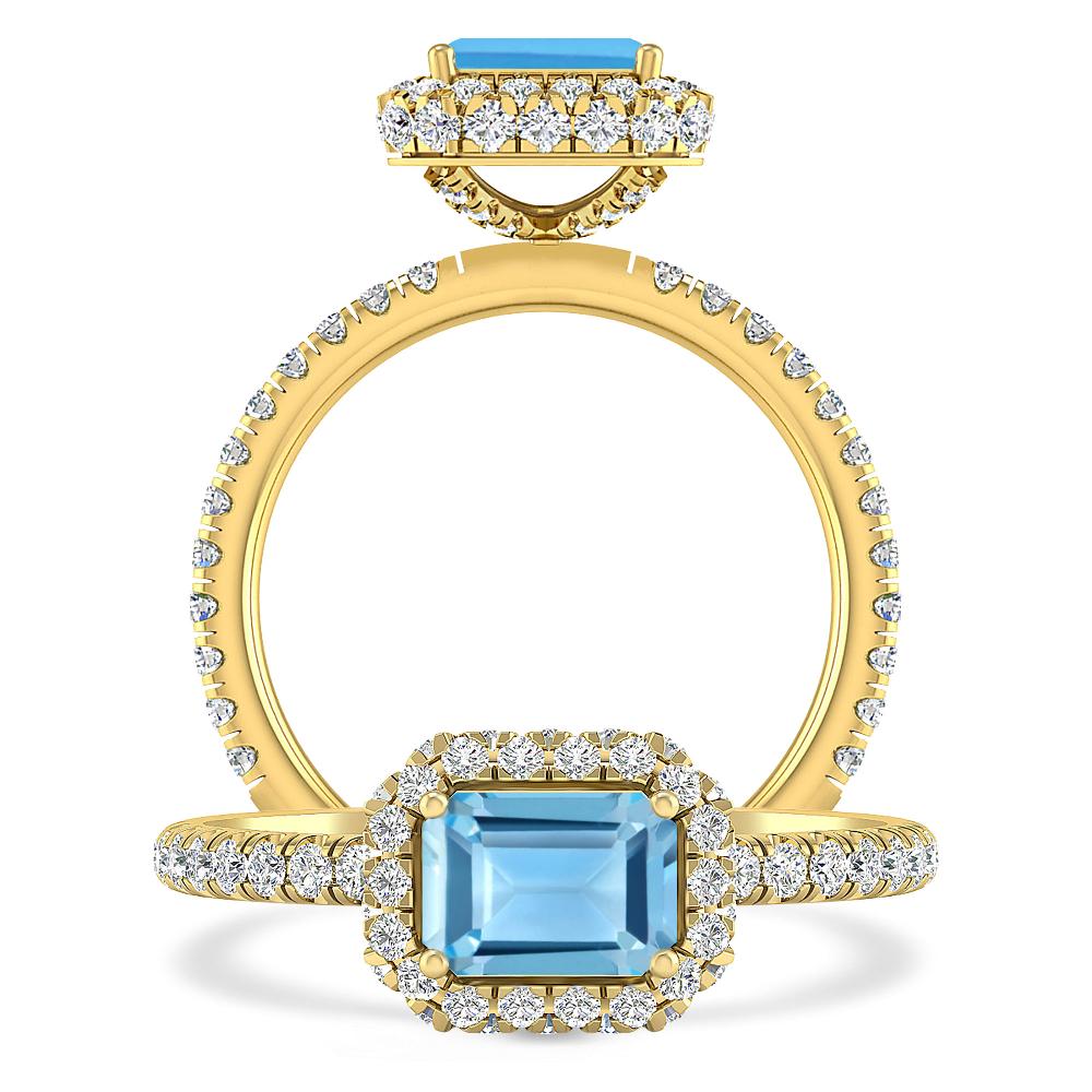 Yellow Gold - Blue Topaz