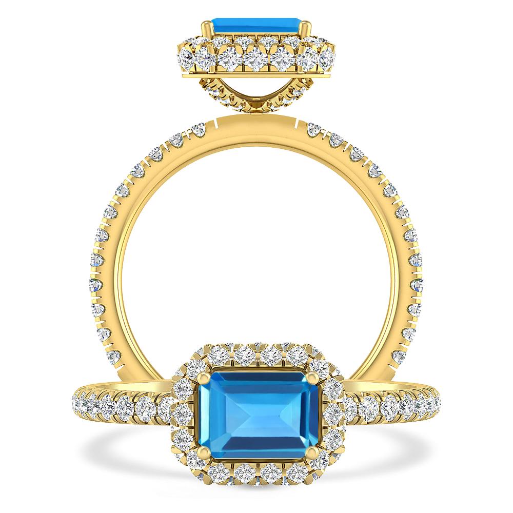 Yellow Gold - Blue Topaz