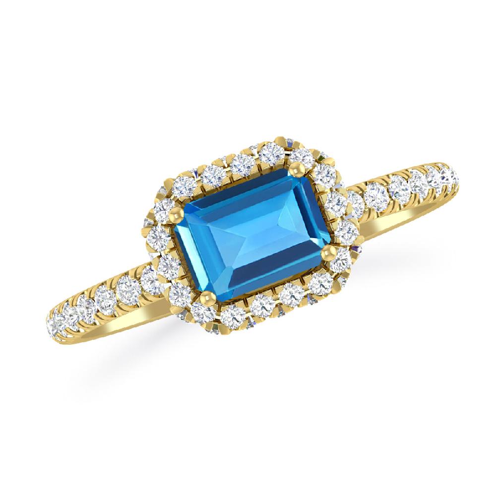 Yellow Gold - Blue Topaz