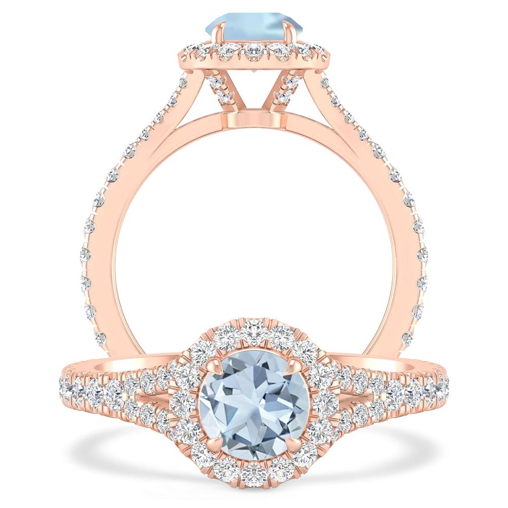 Rose Gold - Aquamarine