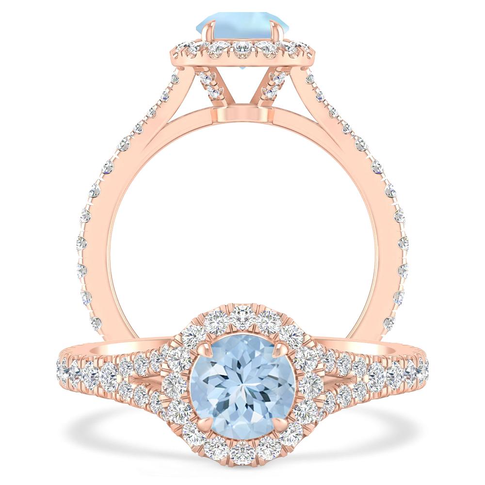 Rose Gold - Aquamarine