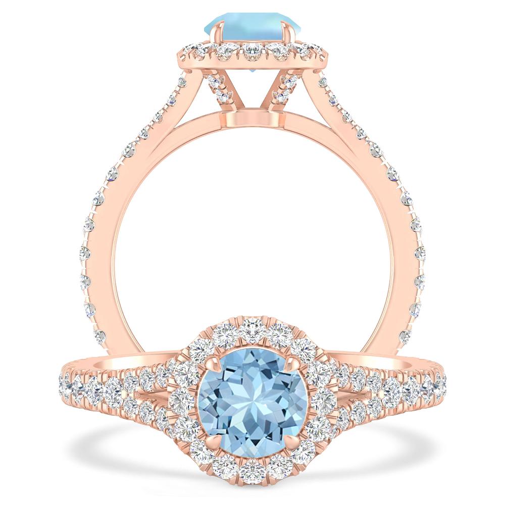 Rose Gold - Aquamarine