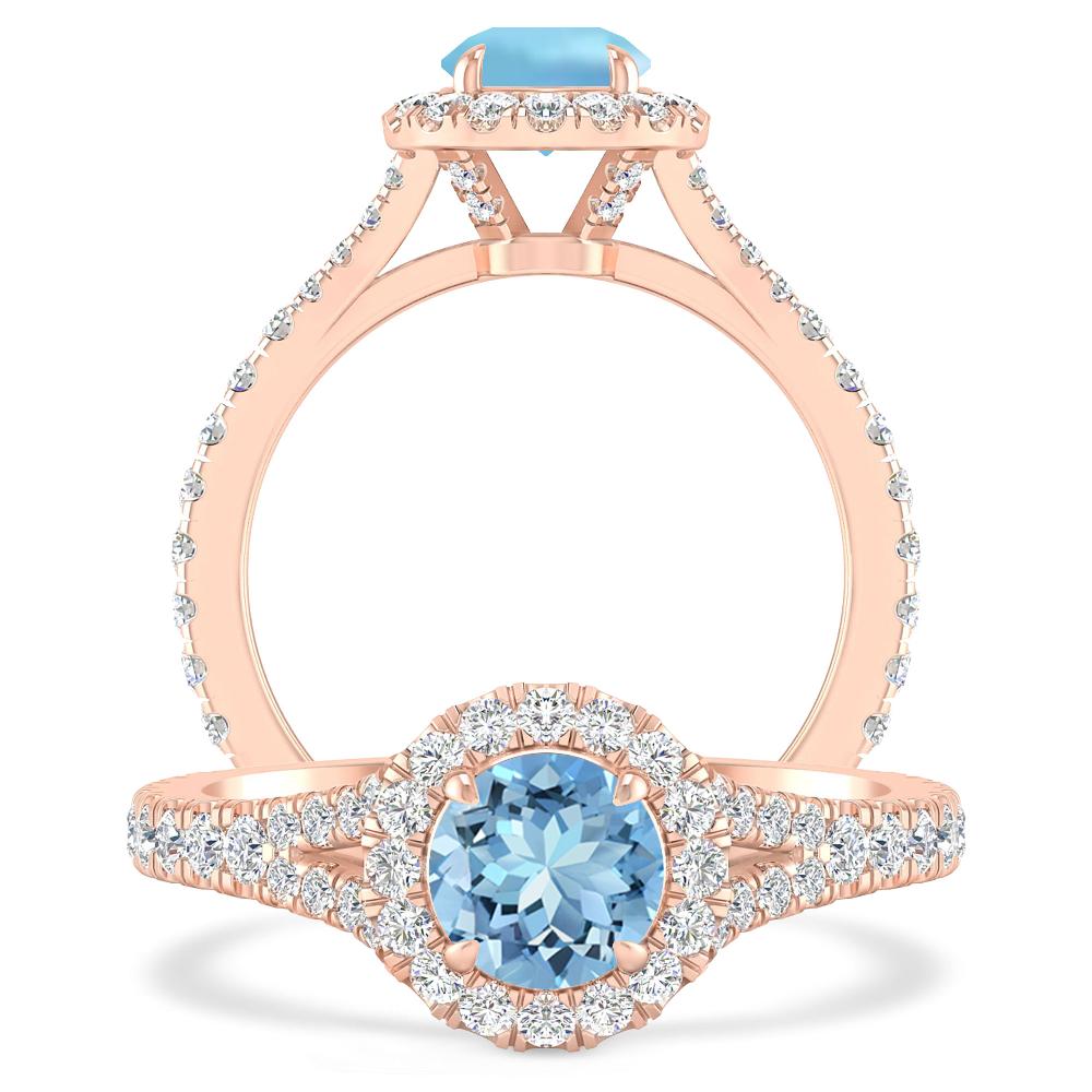 Rose Gold - Aquamarine