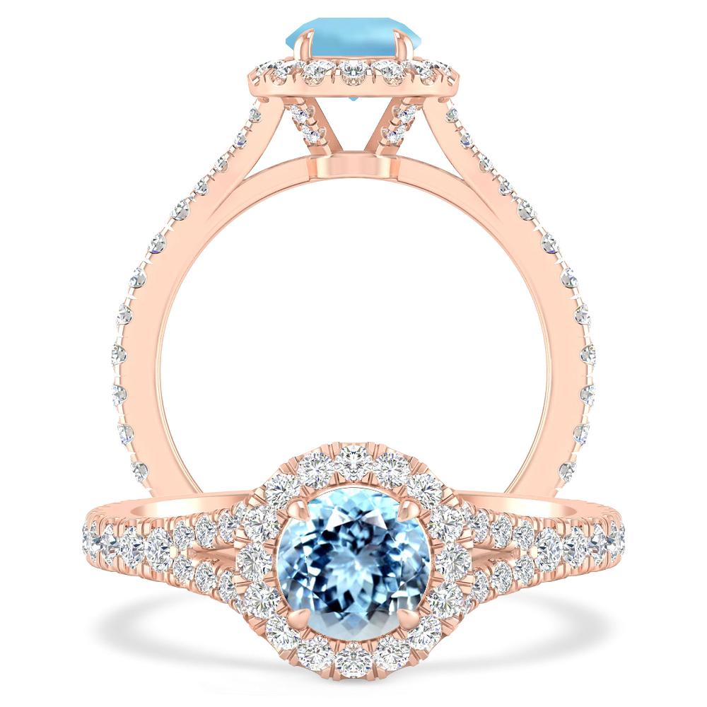 Rose Gold - Aquamarine