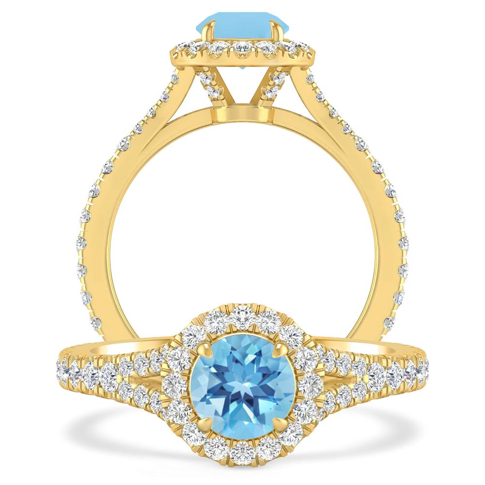 Yellow Gold - Blue Topaz