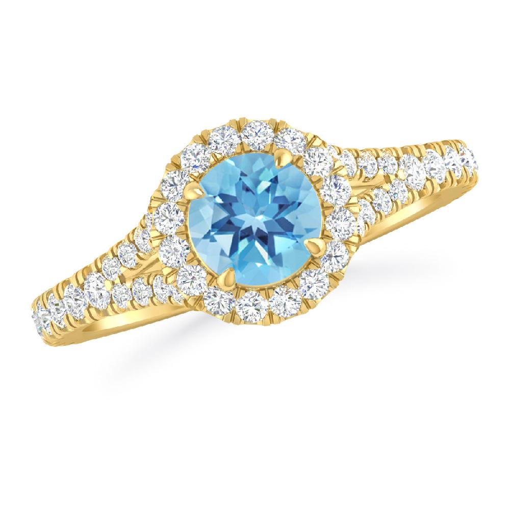 Yellow Gold - Blue Topaz