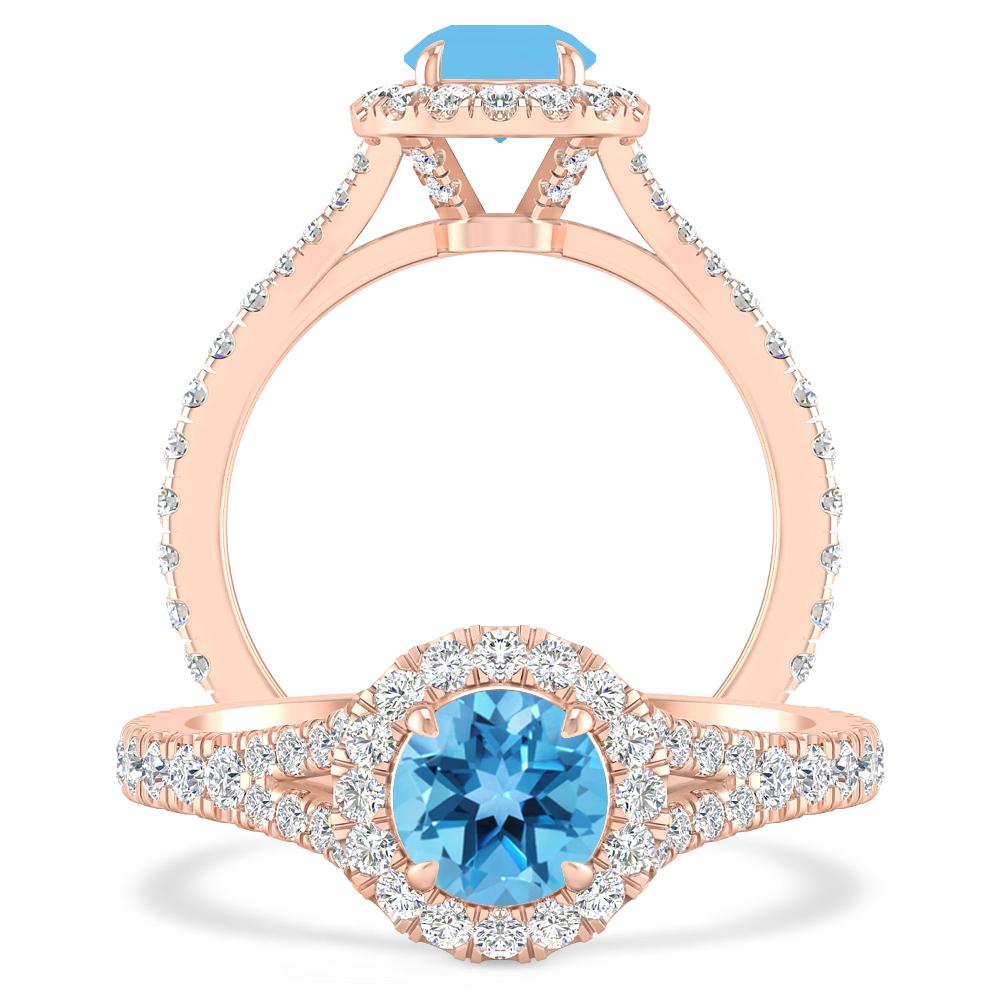 Rose Gold - Blue Topaz