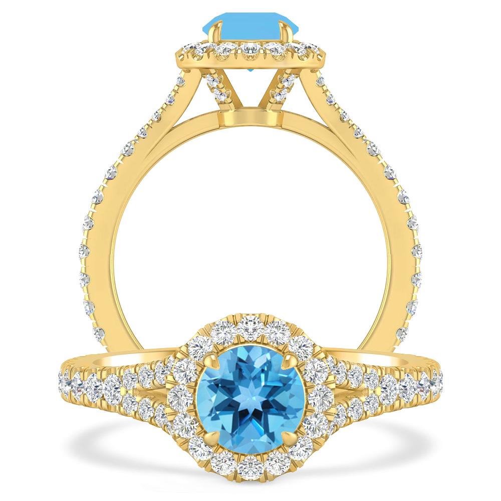 Yellow Gold - Blue Topaz