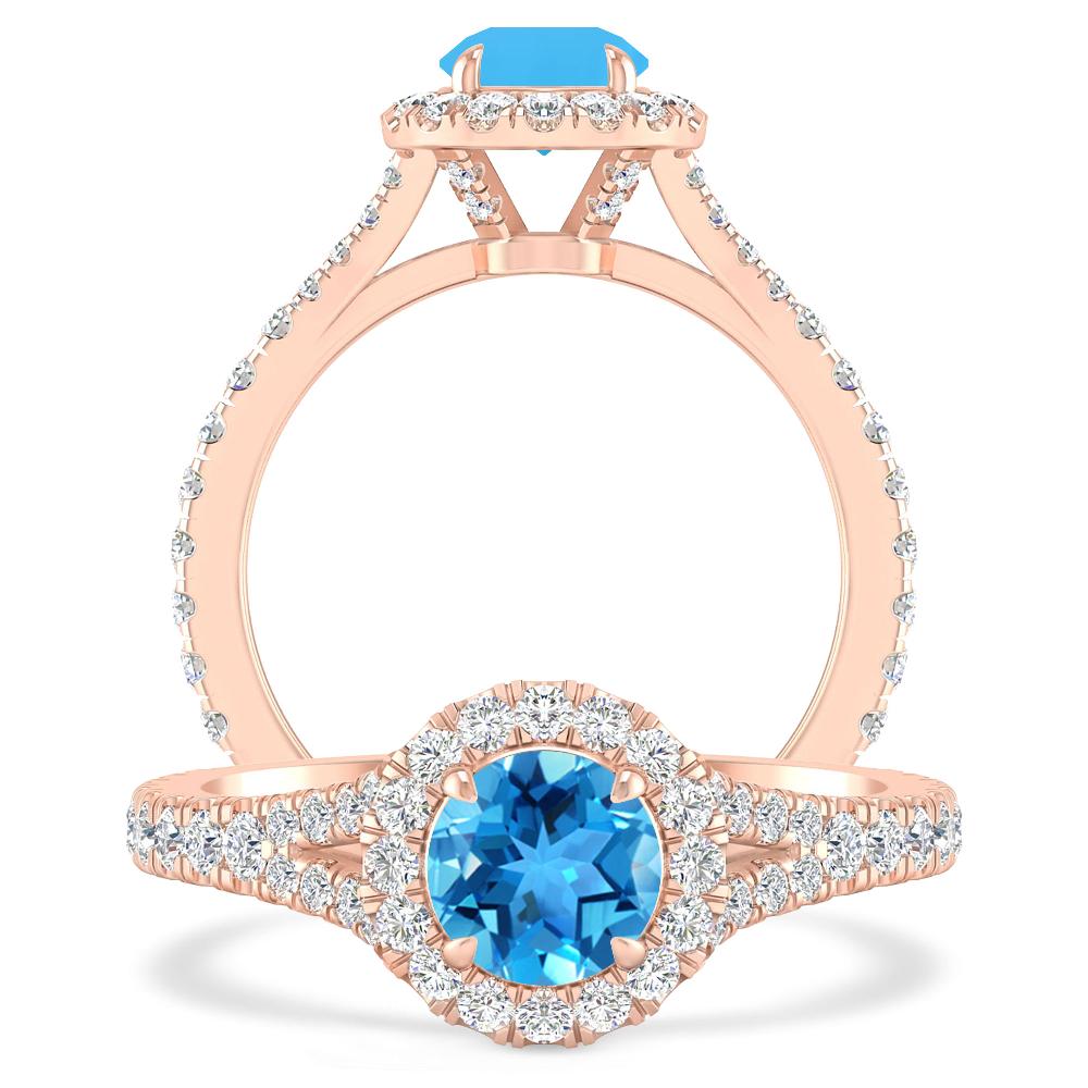 Rose Gold - Blue Topaz