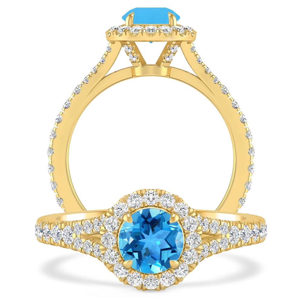 Yellow Gold - Blue Topaz