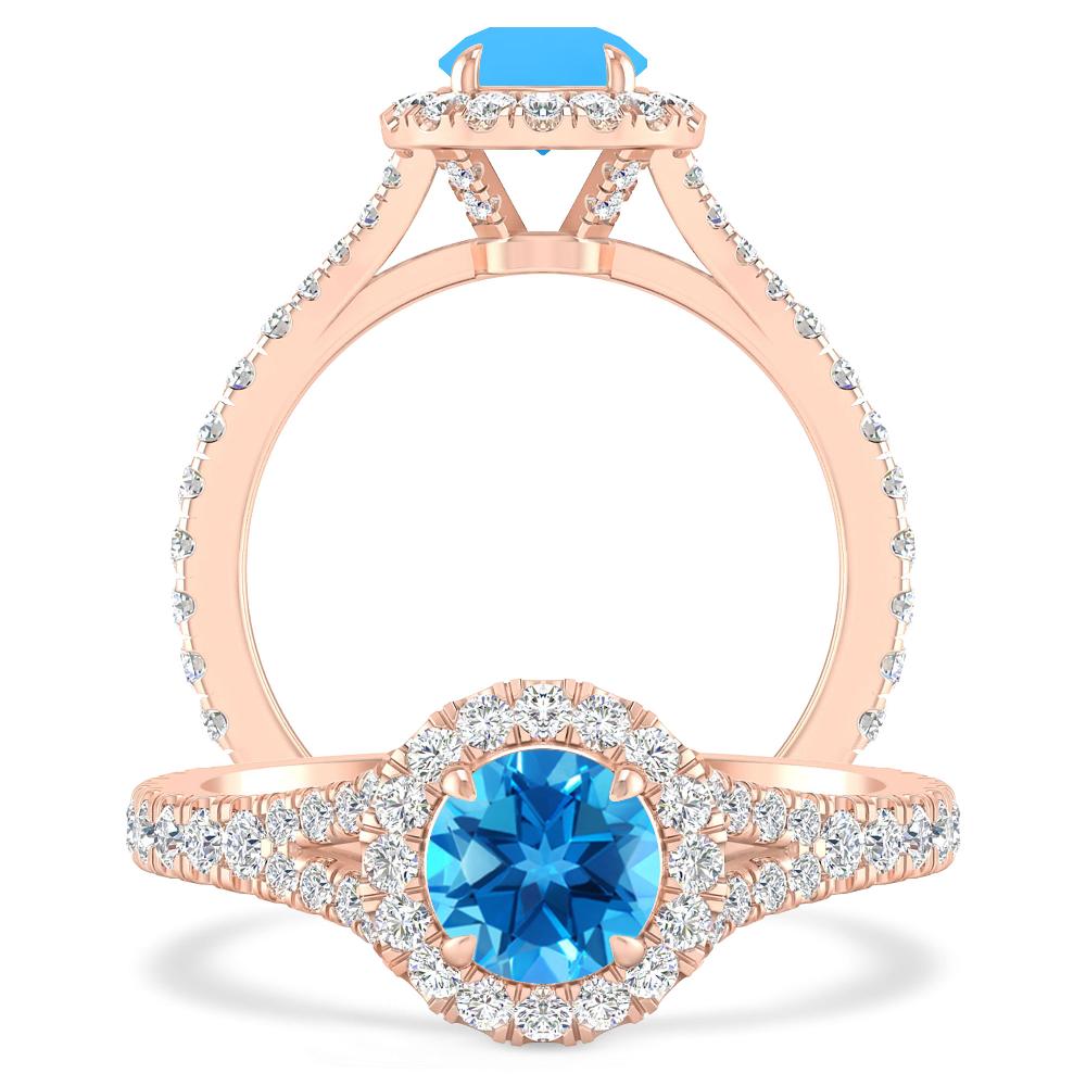 Rose Gold - Blue Topaz