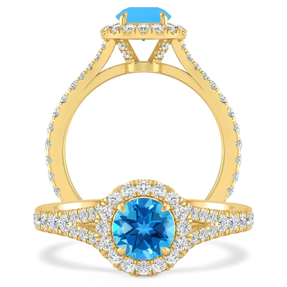 Yellow Gold - Blue Topaz