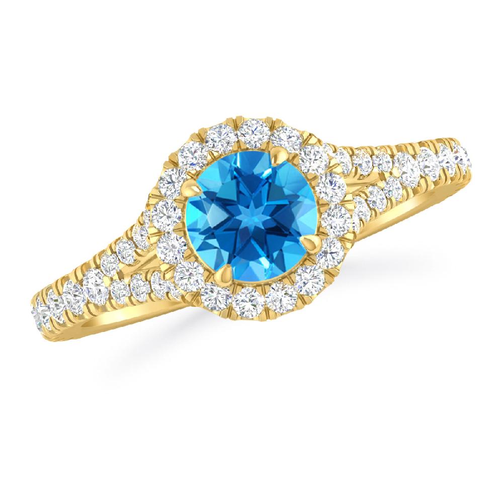 Yellow Gold - Blue Topaz