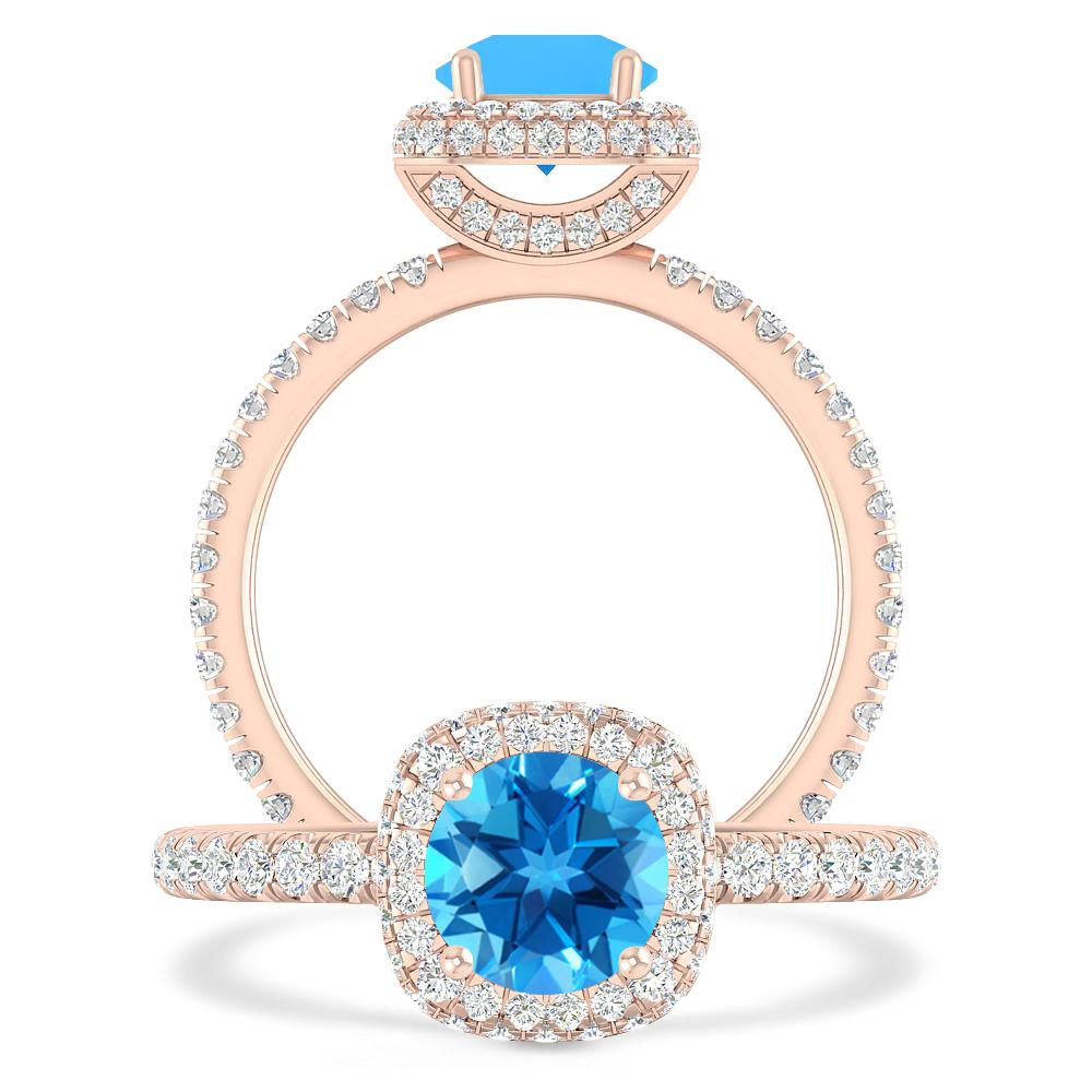 Rose Gold - Blue Topaz