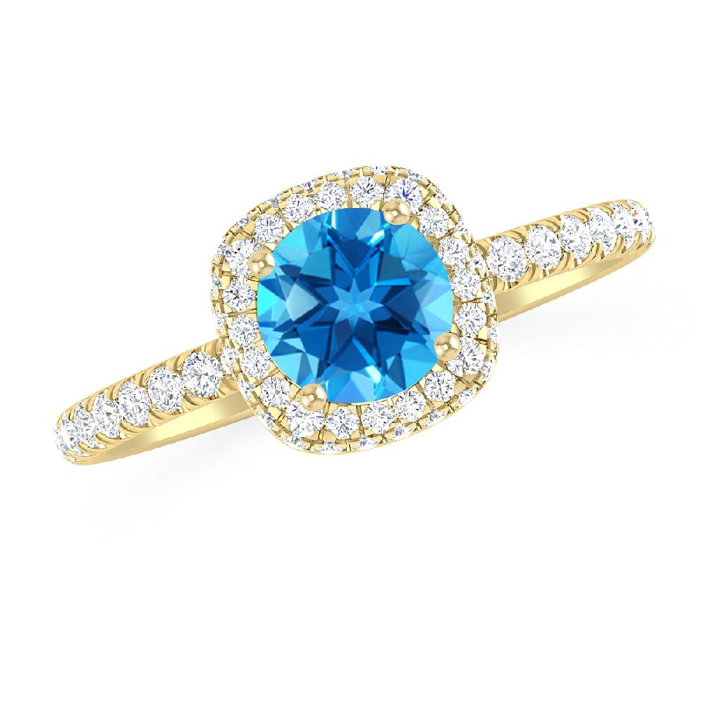 Yellow Gold - Blue Topaz