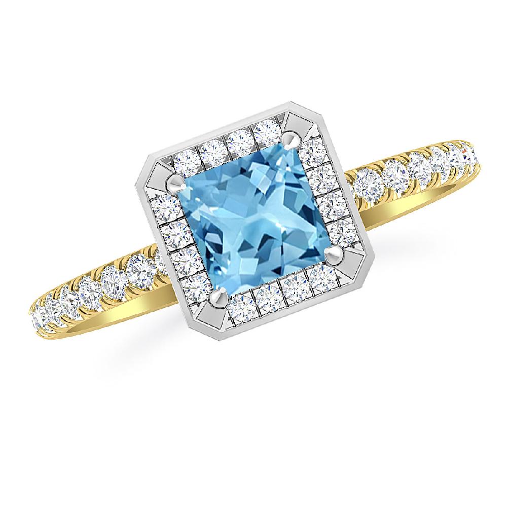 Yellow Gold - Blue Topaz