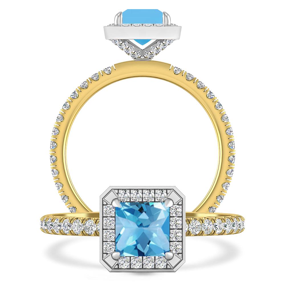 Yellow Gold - Blue Topaz