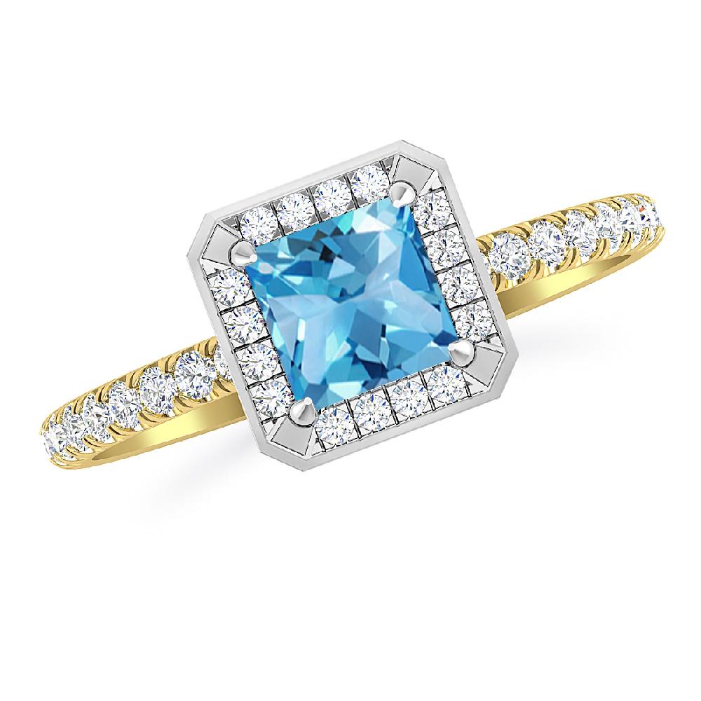 Yellow Gold - Blue Topaz