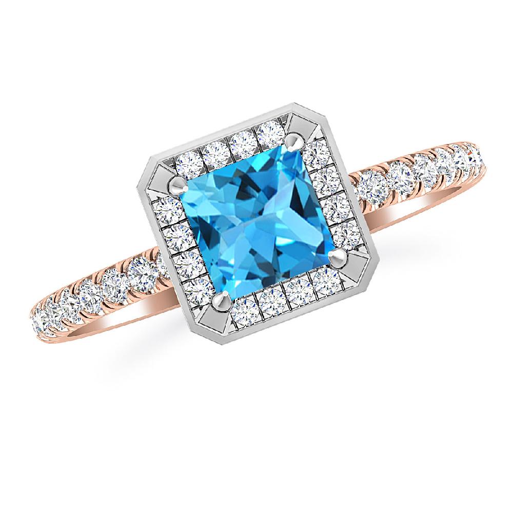 Rose Gold - Blue Topaz