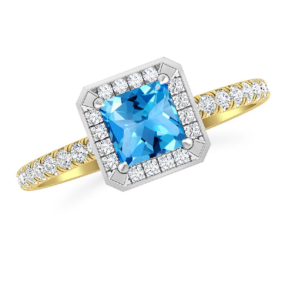 Yellow Gold - Blue Topaz