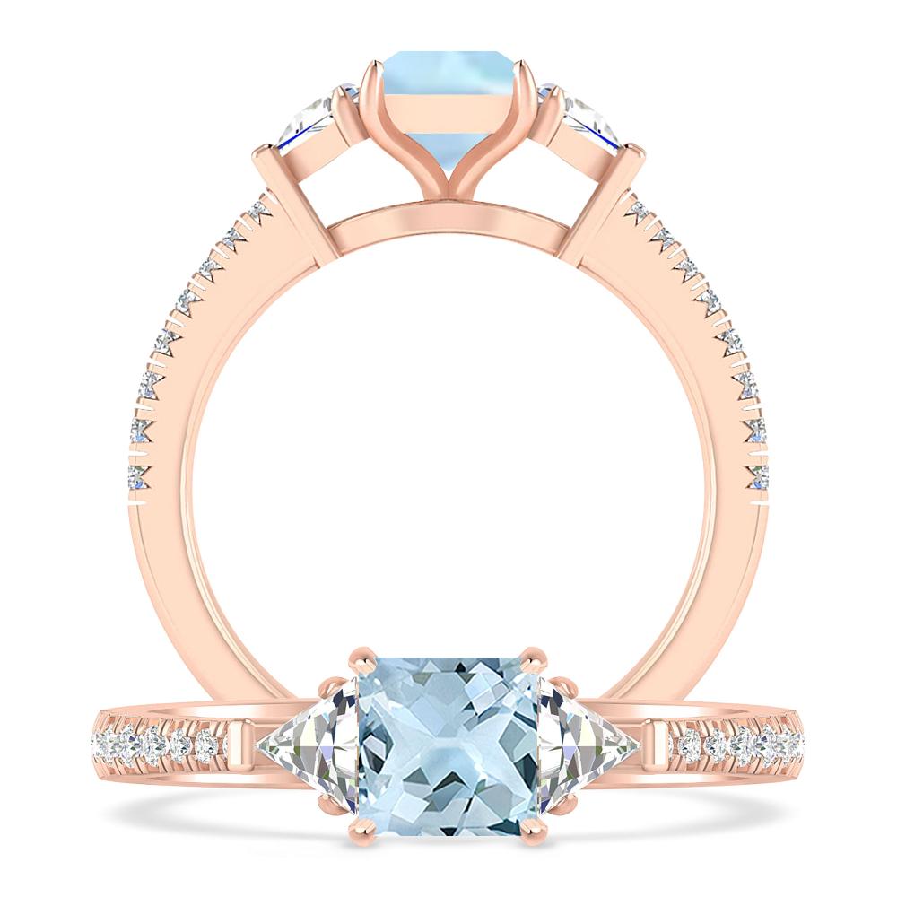 Rose Gold - Aquamarine