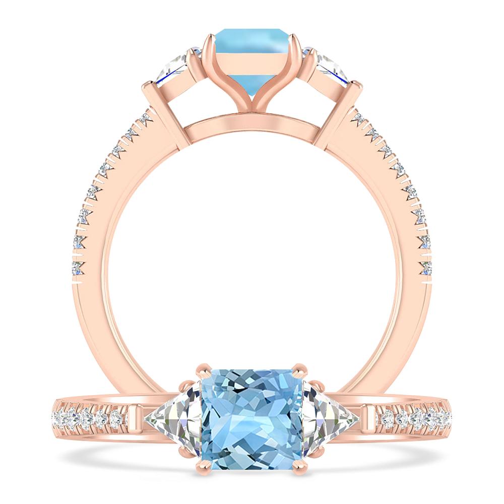 Rose Gold - Aquamarine