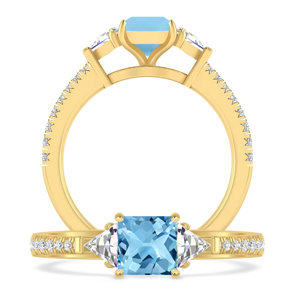 Yellow Gold - Blue Topaz