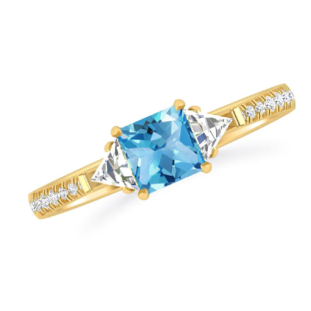 Yellow Gold - Blue Topaz