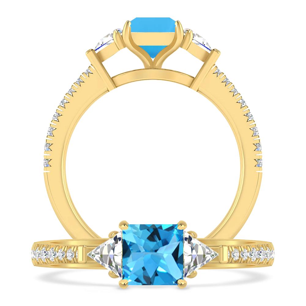 Yellow Gold - Blue Topaz