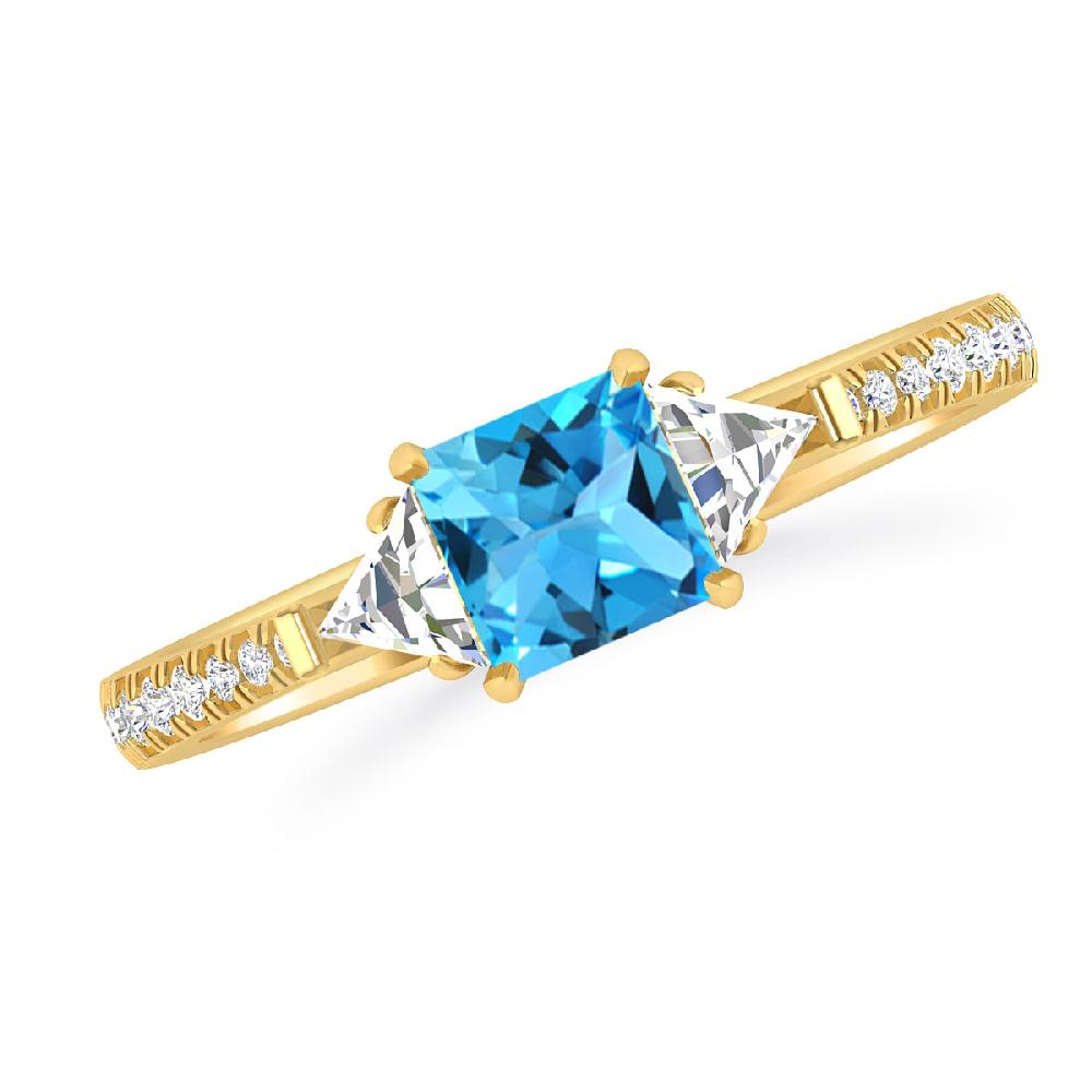 Yellow Gold - Blue Topaz