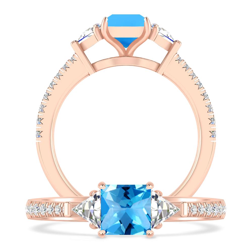 Rose Gold - Blue Topaz