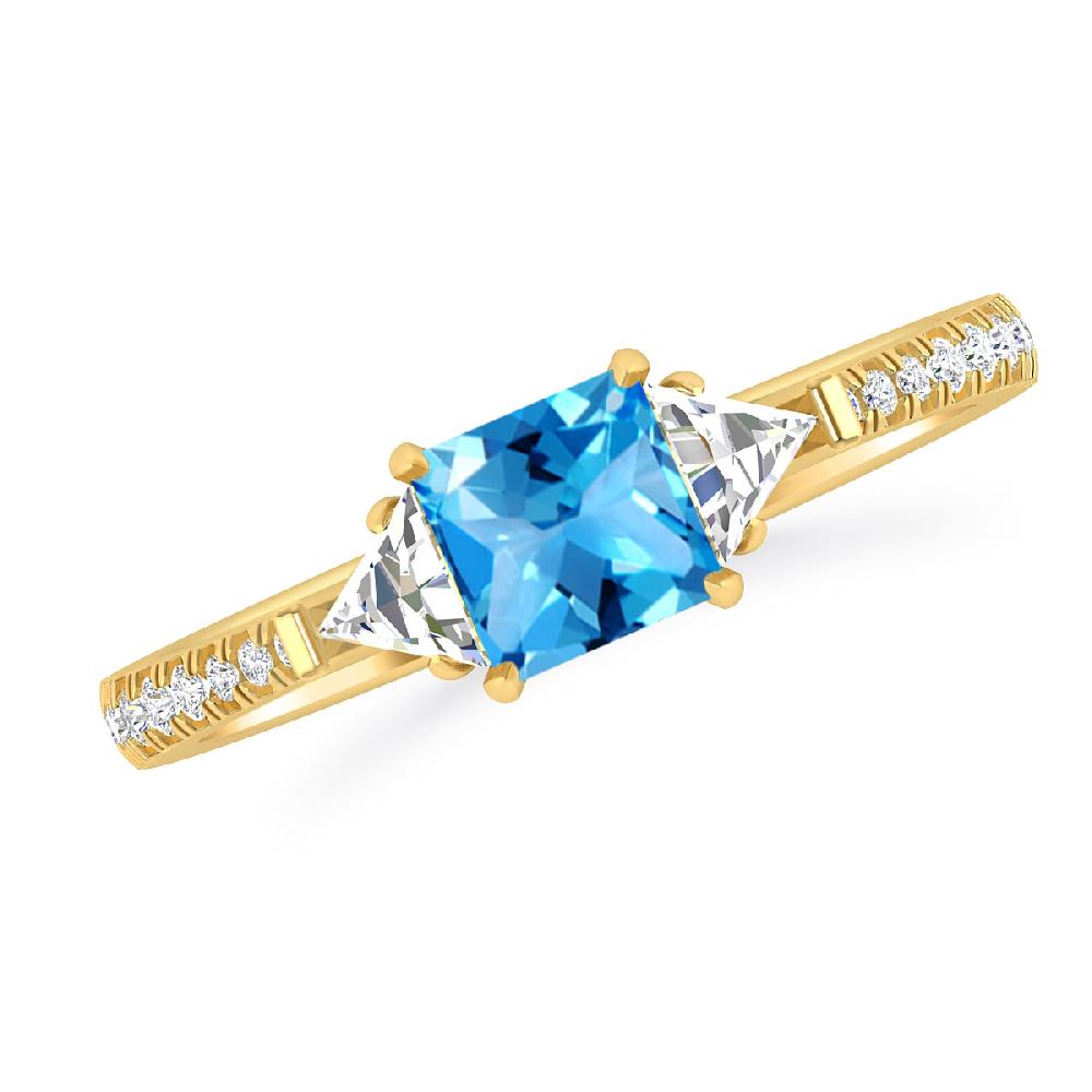 Yellow Gold - Blue Topaz