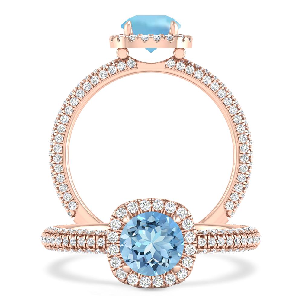 Rose Gold - Aquamarine