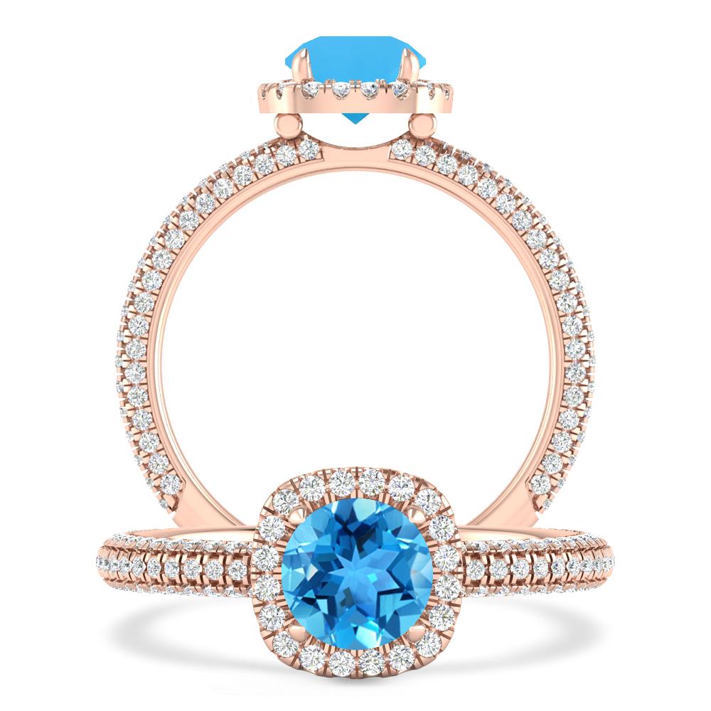 Rose Gold - Blue Topaz