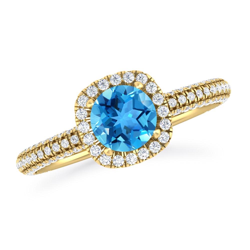 Yellow Gold - Blue Topaz