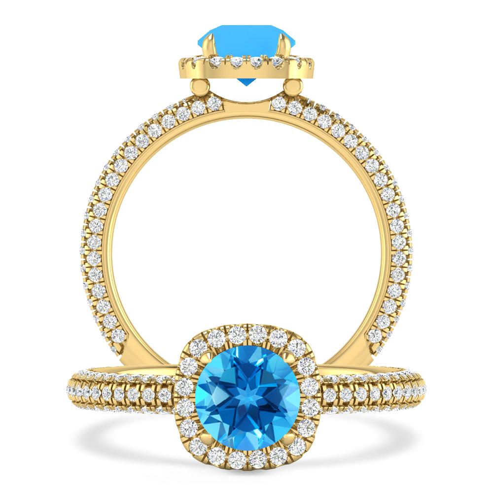 Yellow Gold - Blue Topaz