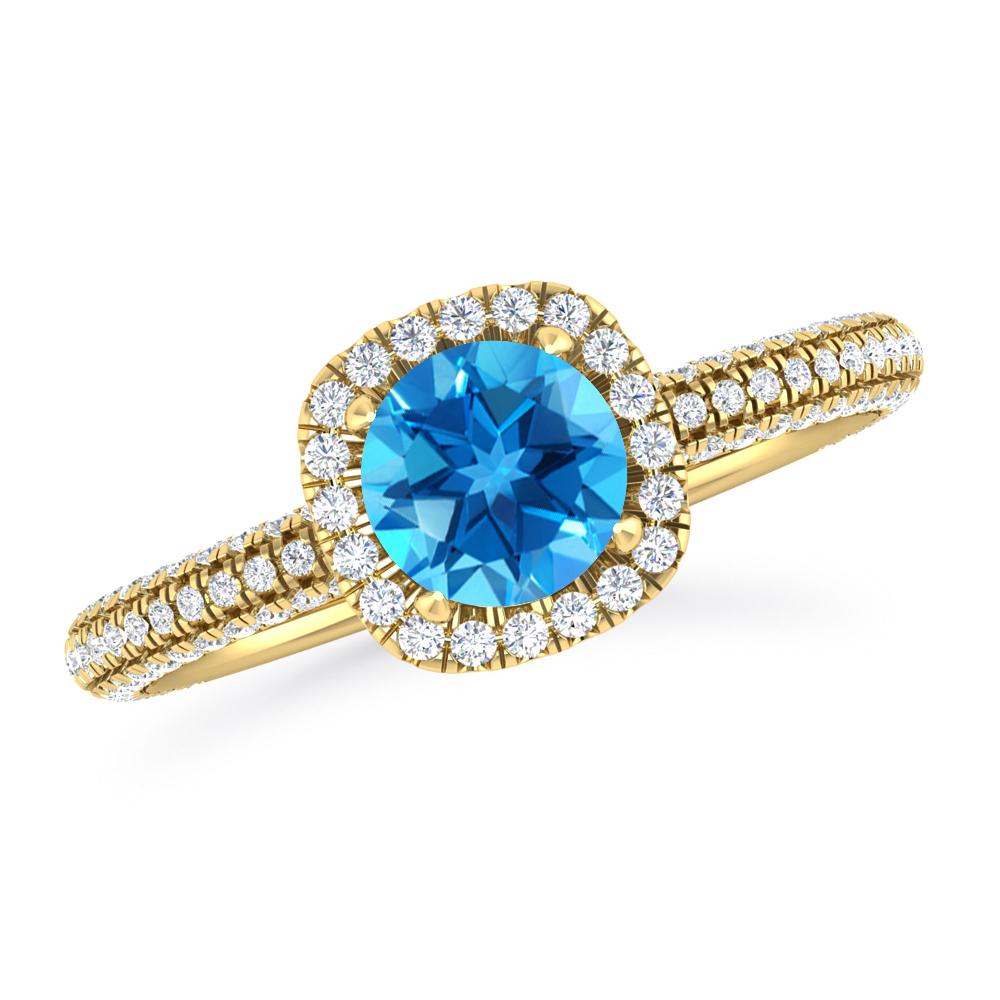 Yellow Gold - Blue Topaz